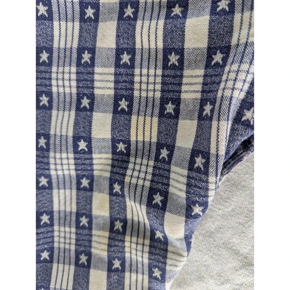 Vtg 3-6 MO Oshkosh B’Gosh Blue Plaid Star Overalls Vestbak USA Patriotic Cotton